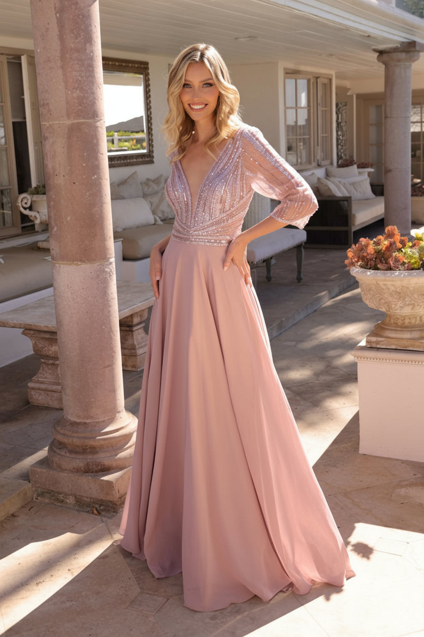 Plus Size Dresses Long Mother of the Bride Plus Size Dress Pale Mauve