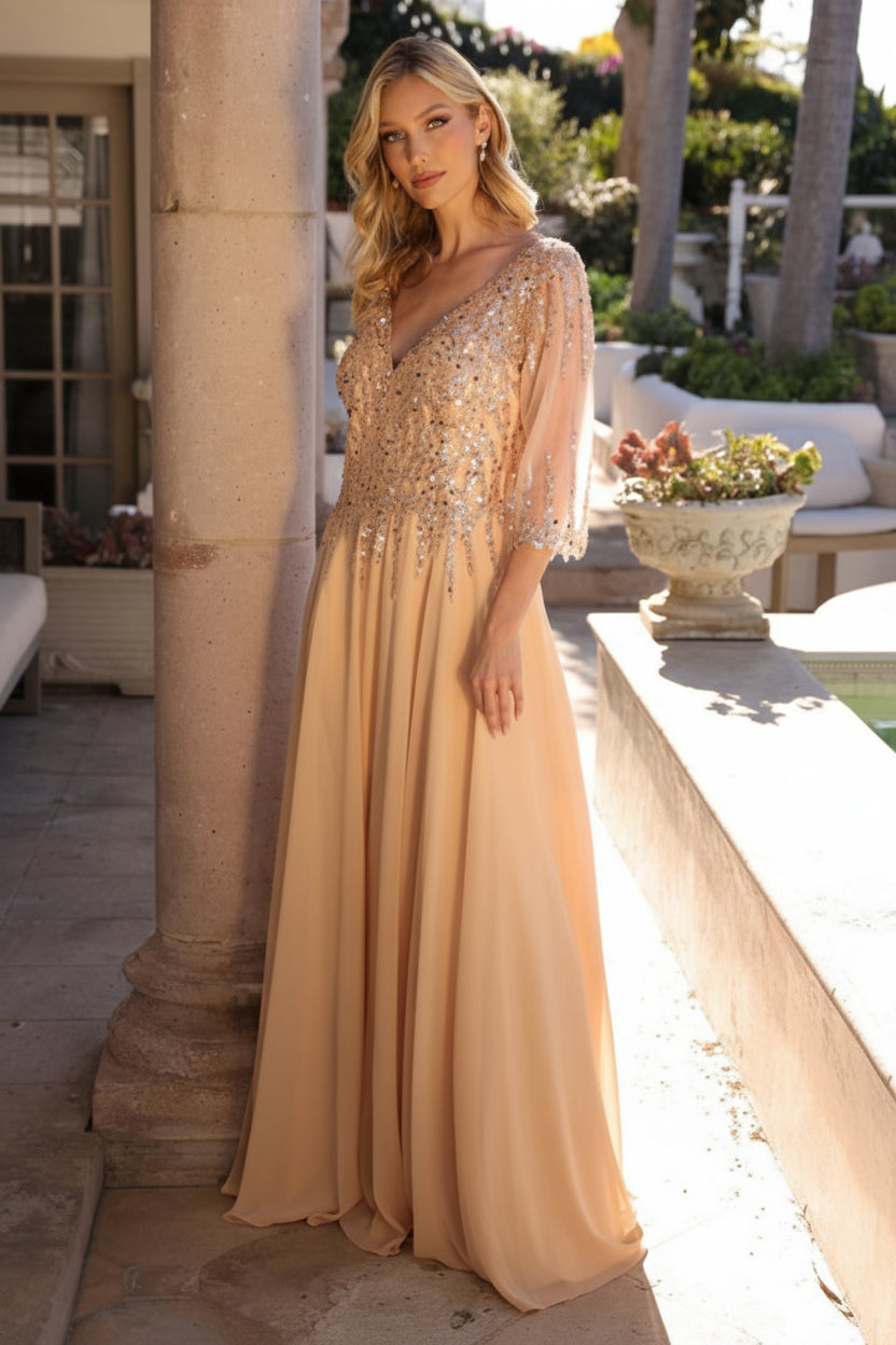 Plus Size Dresses Plus Size Long Formal Mother of the Bride Dress Gold