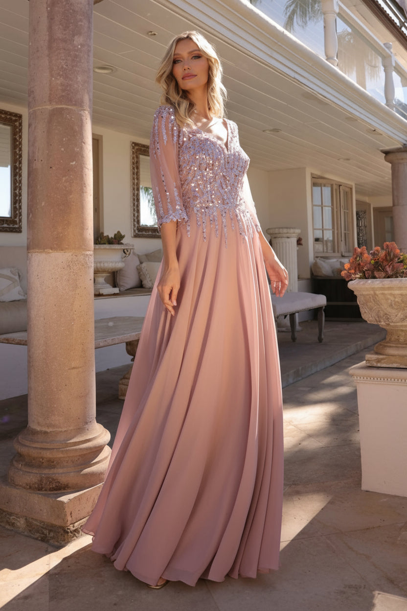 Plus Size Dresses Plus Size Long Formal Mother of the Bride Dress Pale Mauve