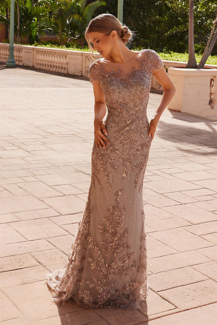 Mother of the Bride Dresses Long Mother of the Bride Sequin Formal Dress Taupe