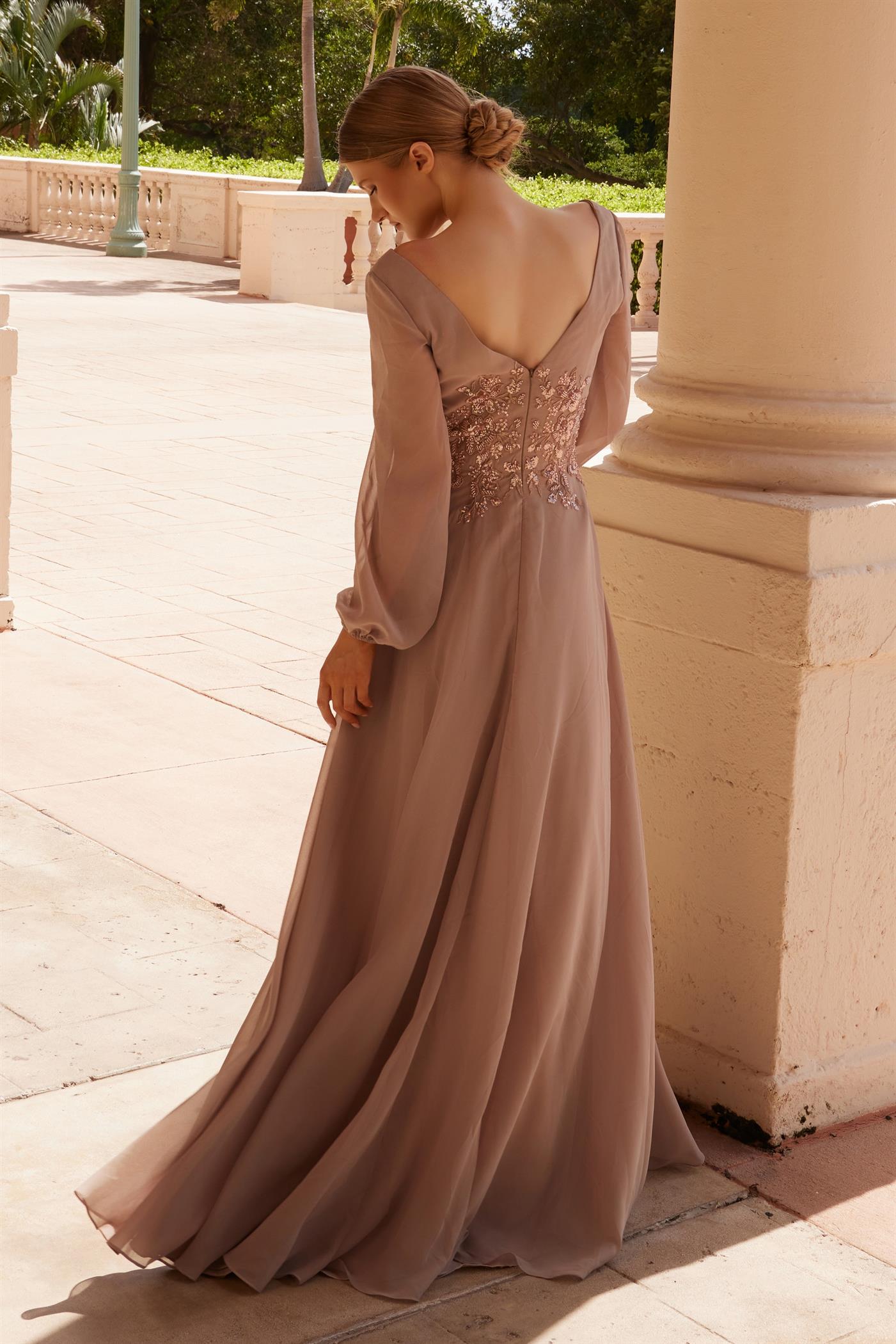Mother of the Bride Dresses Long Beaded Evening Mother of the Bride Dress Cappuccino