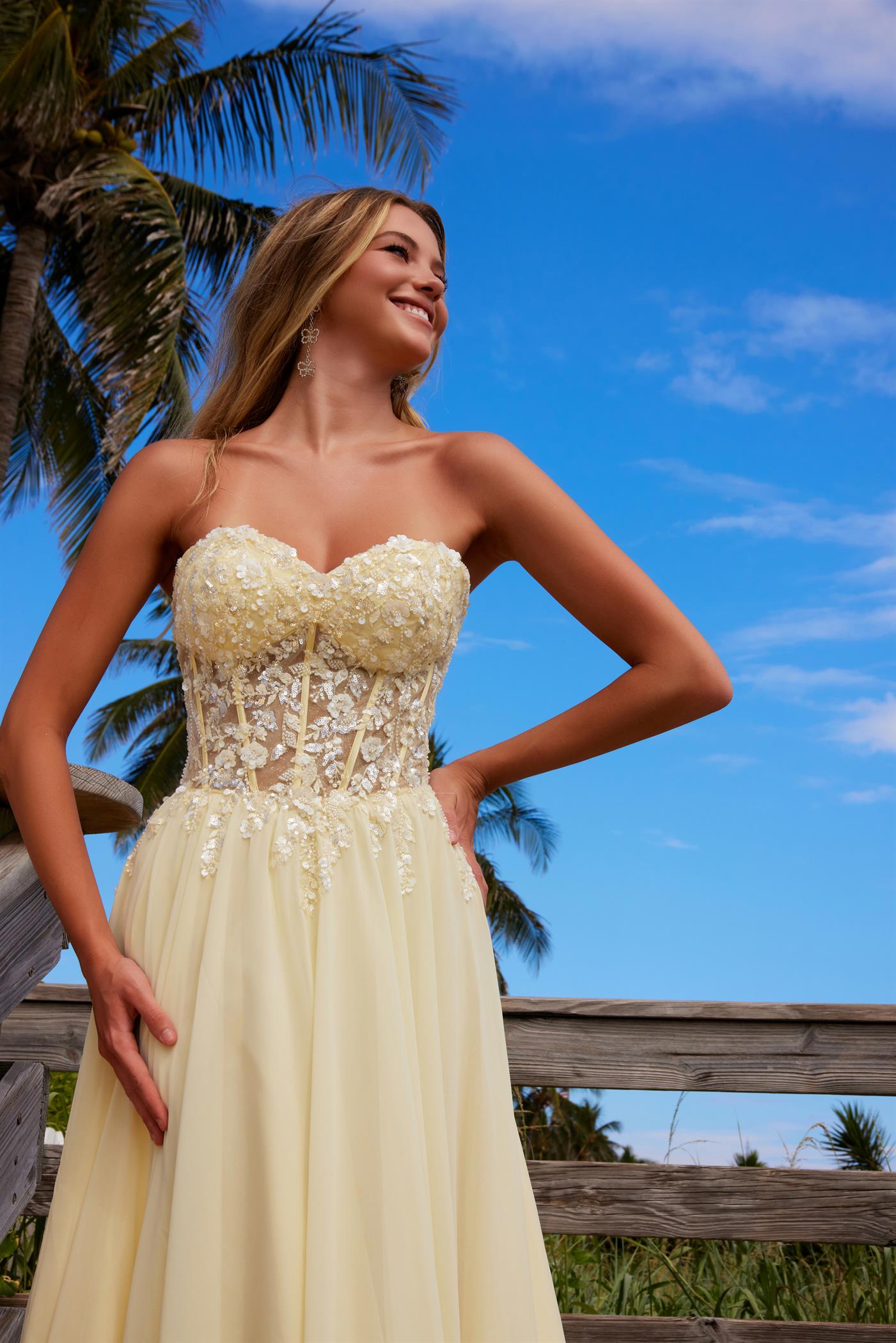 Prom Dresses Long Formal Intricate Flower Formal Prom Dress Lemon