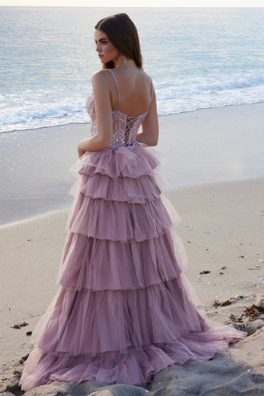 Prom Dresses Long Fitted Prom Sequin Formal Overskirt Evening Dress Dusty Rose