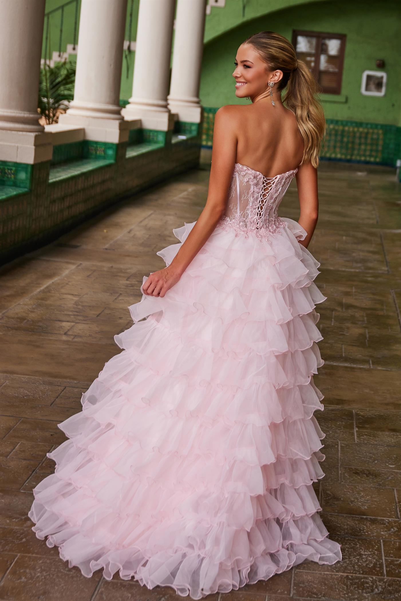 Prom Dresses Long A Line Layered Formal Prom Dress Pink