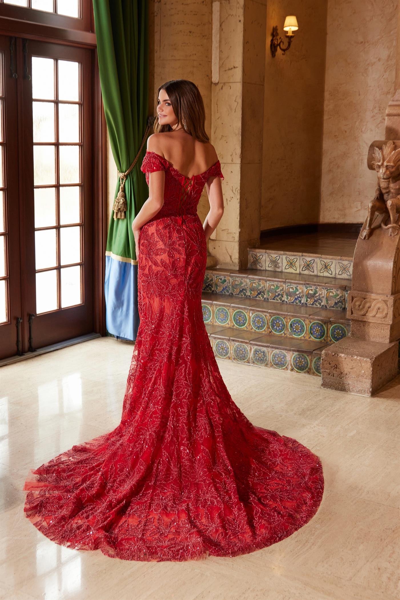 Prom Dresses Long Evening Gown Beaded Slit Formal Prom Dress Red Nude
