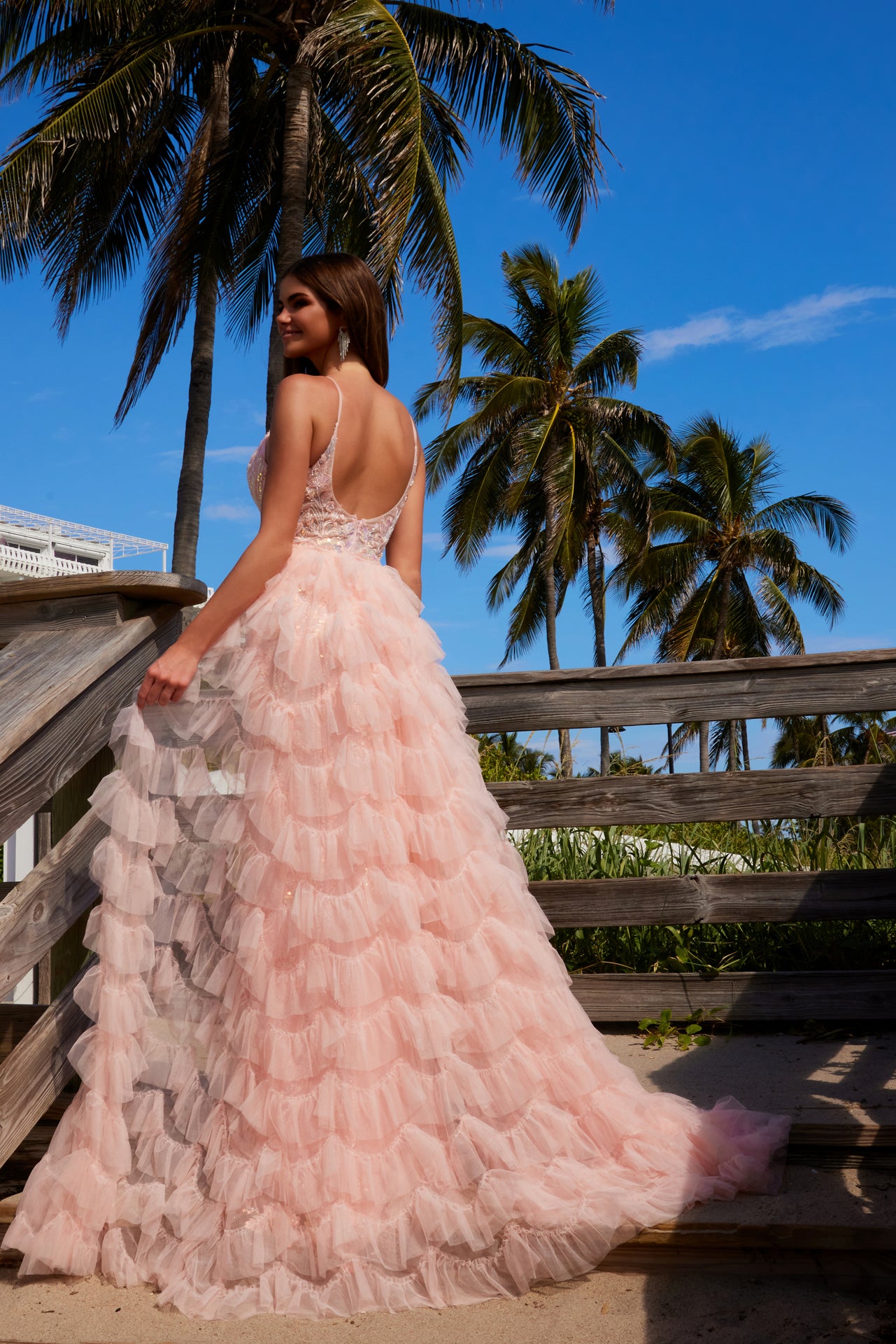 Prom Dresses Fitted Long Sequin Applique Formal Prom Dress Blush