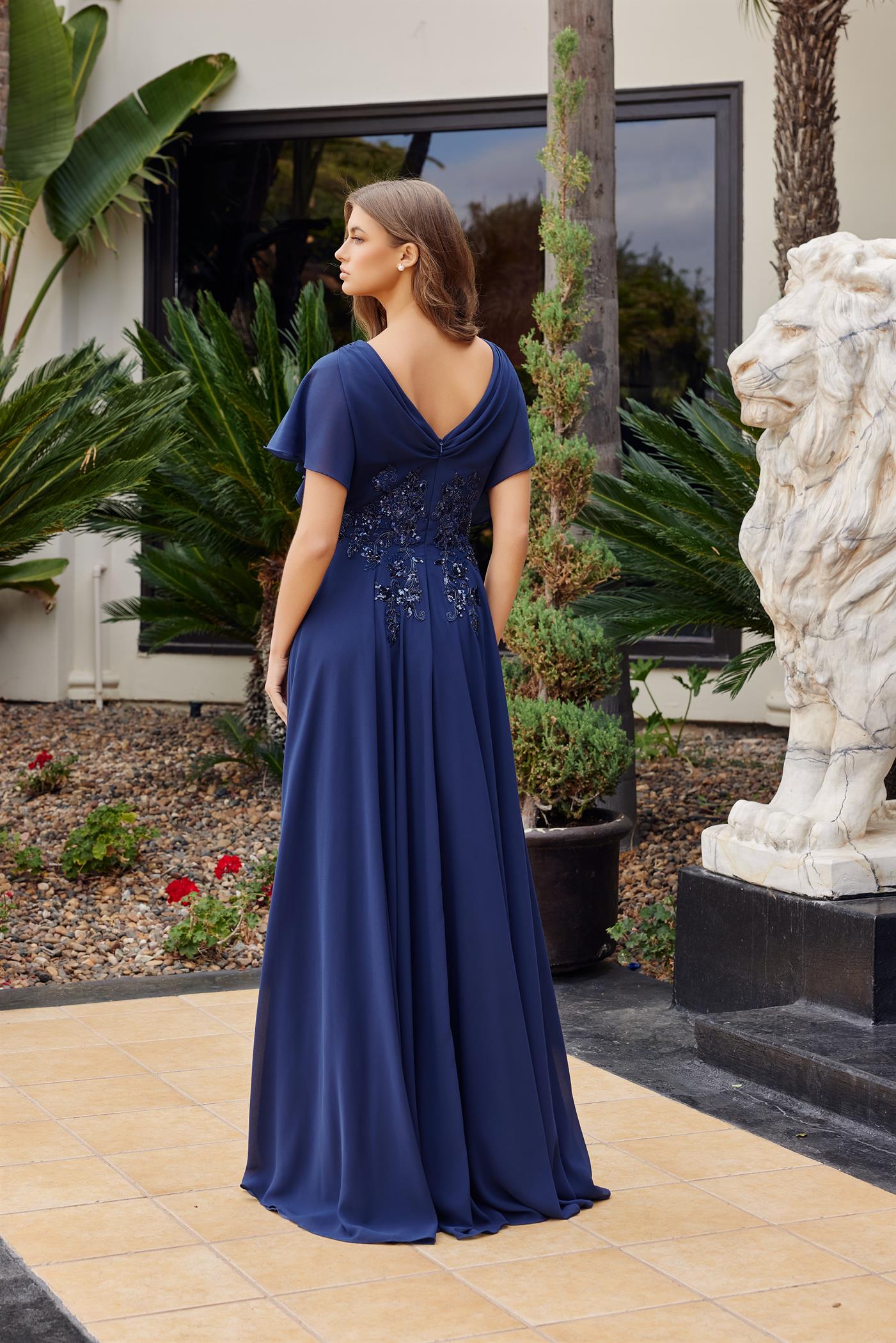 Plus Size Dresses Long Beaded Formal Evening Mother of the Bride Dress Navy Blue