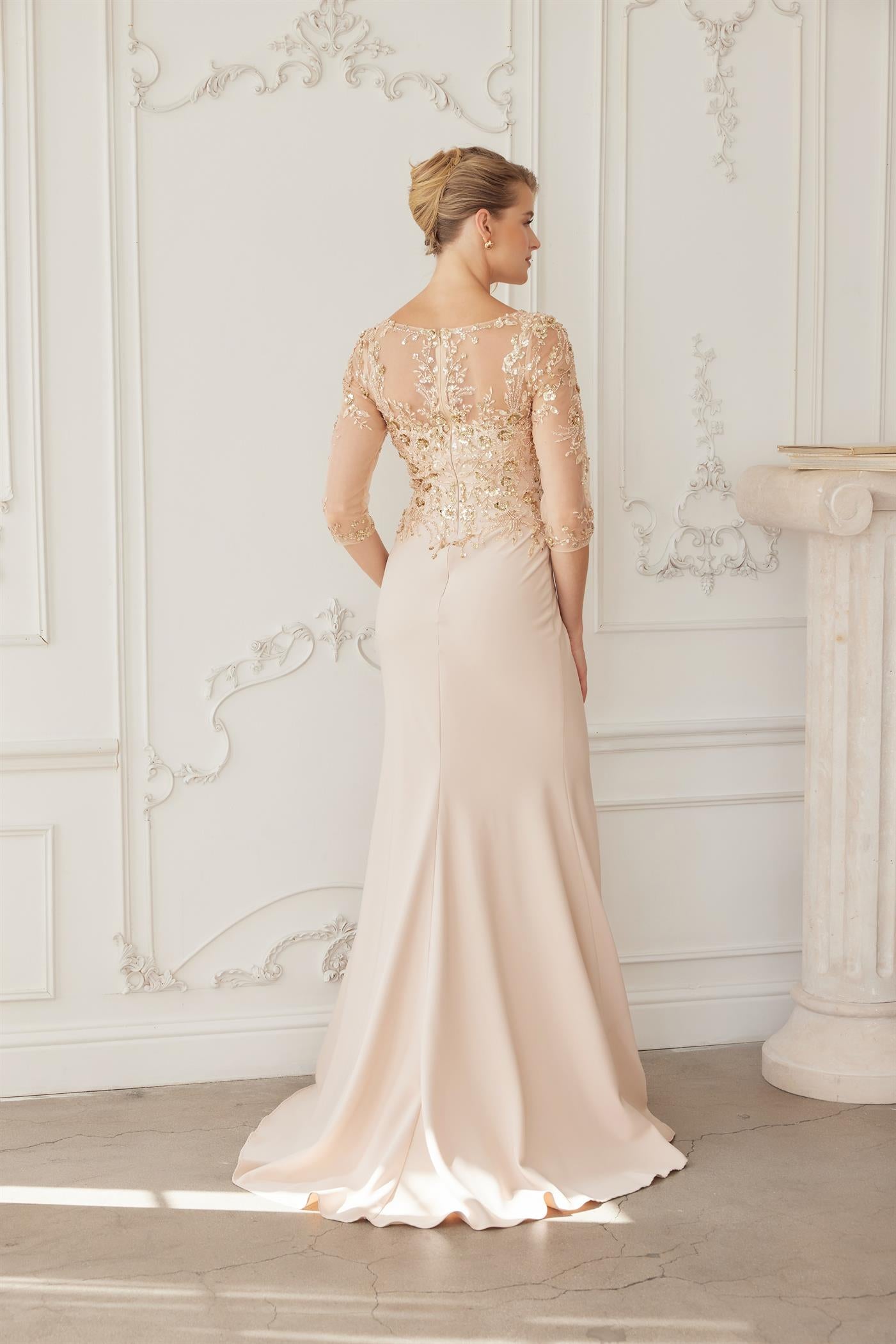 Illusion Floor-Length Lace Formal Sheath/Column Nox Anabel MH159