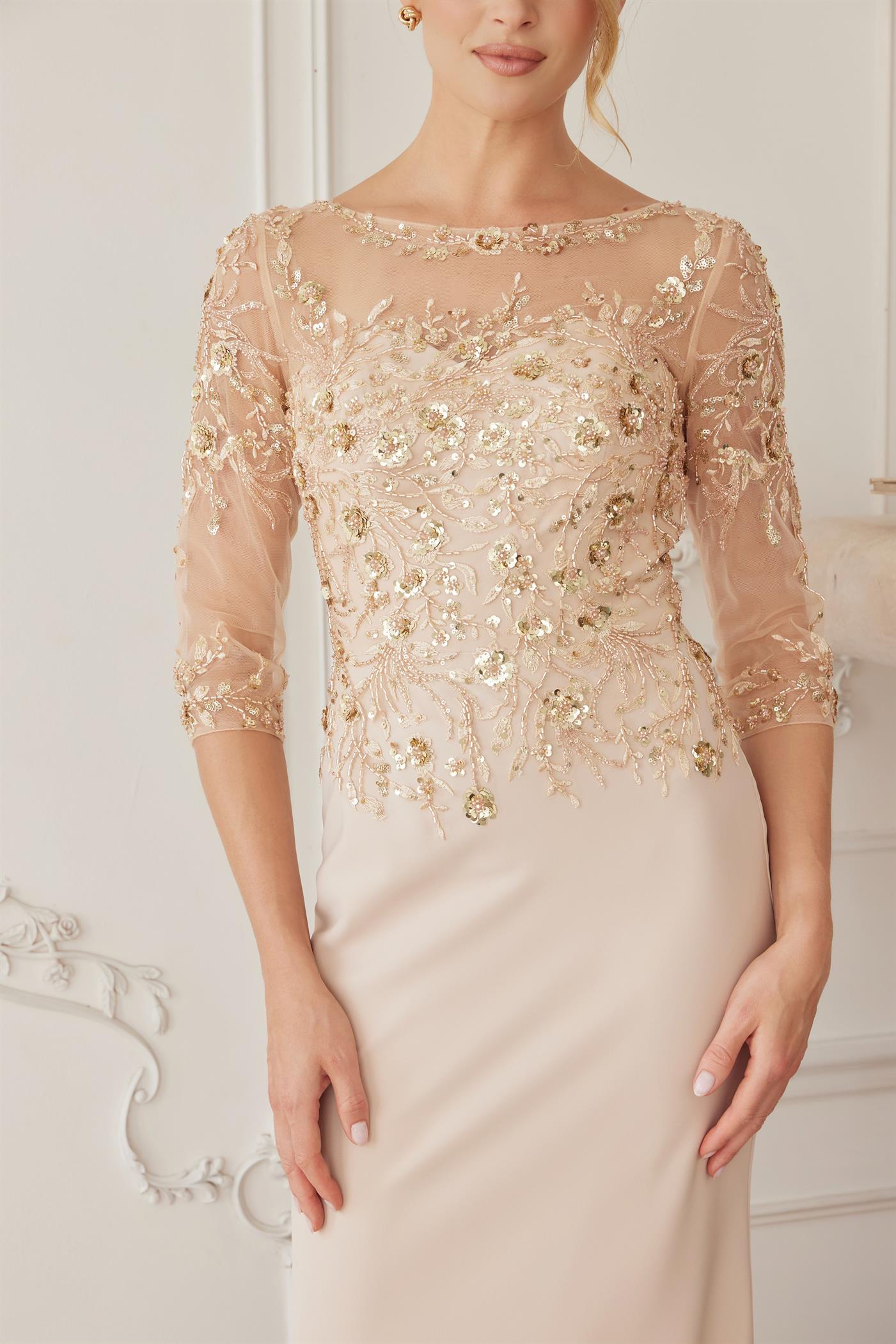 Illusion Floor-Length Lace Formal Sheath/Column Nox Anabel MH159