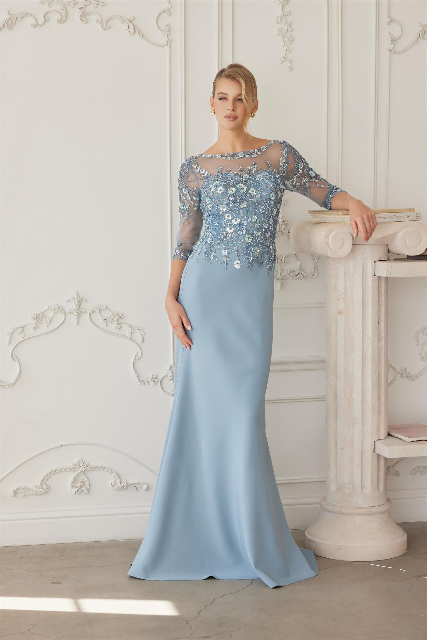 Illusion Floor-Length Lace Formal Sheath/Column Nox Anabel MH159
