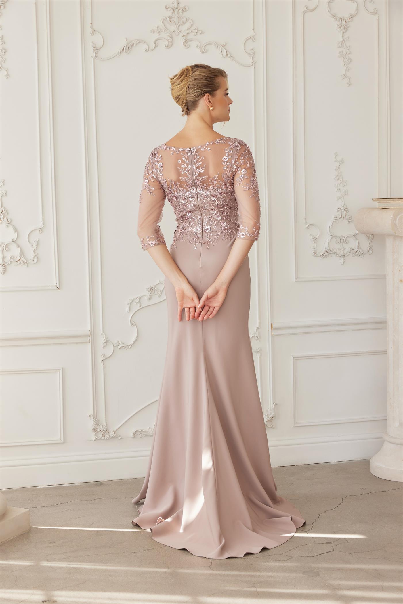 Illusion Floor-Length Lace Formal Sheath/Column Nox Anabel MH159