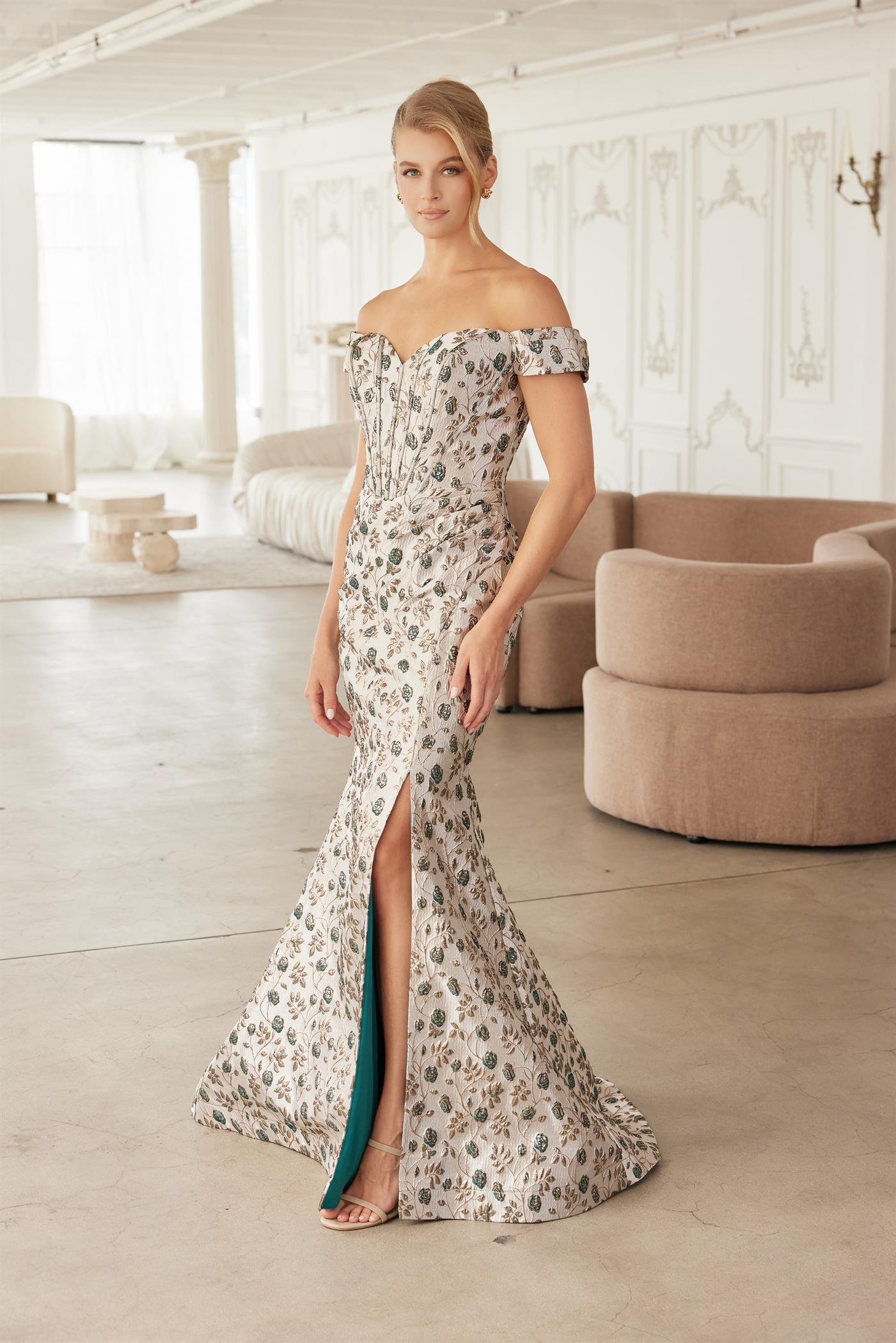 Plus Size Dresses Long Formal Corset Prom Evening Dress Gold/Green