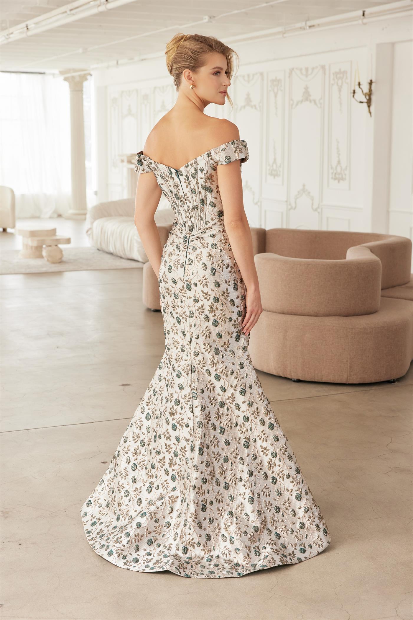 Plus Size Dresses Long Formal Corset Prom Evening Dress Gold/Green