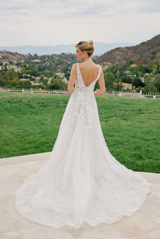 Wedding Dresses Long A Line Sequin Lace Wedding Dress Nox Anabel JE1060L White Nude