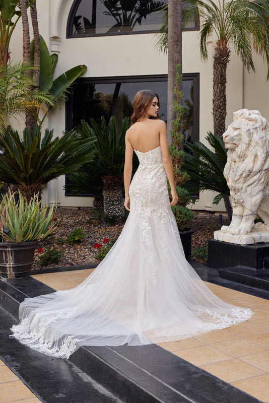Wedding Dresses Long Floral Mermaid Beaded Wedding Dress Nox Anabel JE1061L White Nude