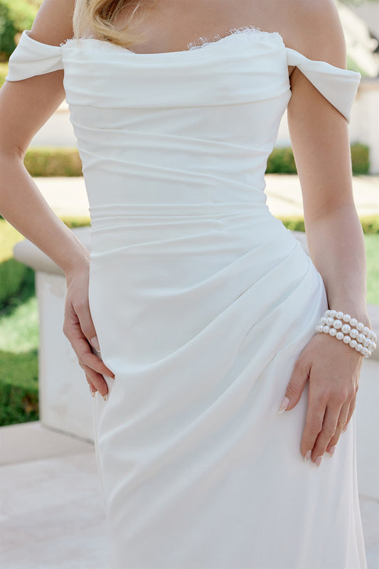 Wedding Dresses Long Mermaid Pleated Wedding Dress Nox Anabel JE1080 White
