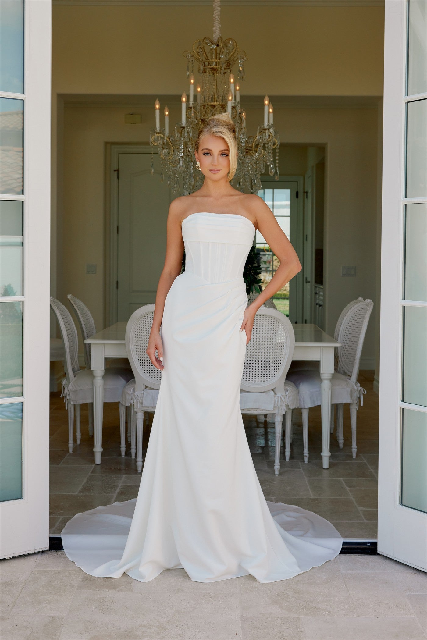 Wedding Dresses Long Pleated Wedding Dress Nox Anabel JE1084 White