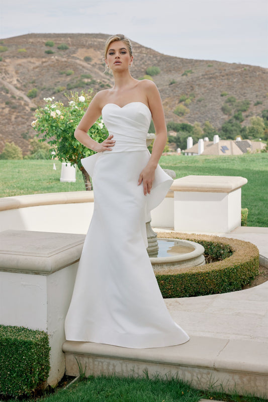 Wedding Dresses Long Pleated Mermaid Wedding Dress Nox Anabel JW1044 White