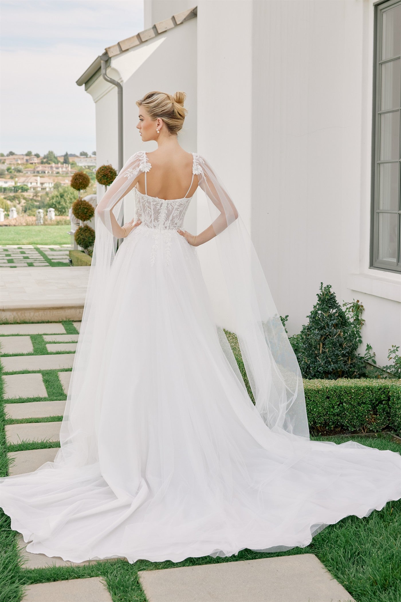 Wedding Dresses Long A Line Lace Applique Sequin Wedding Dress Nox Anabel JW1052 White