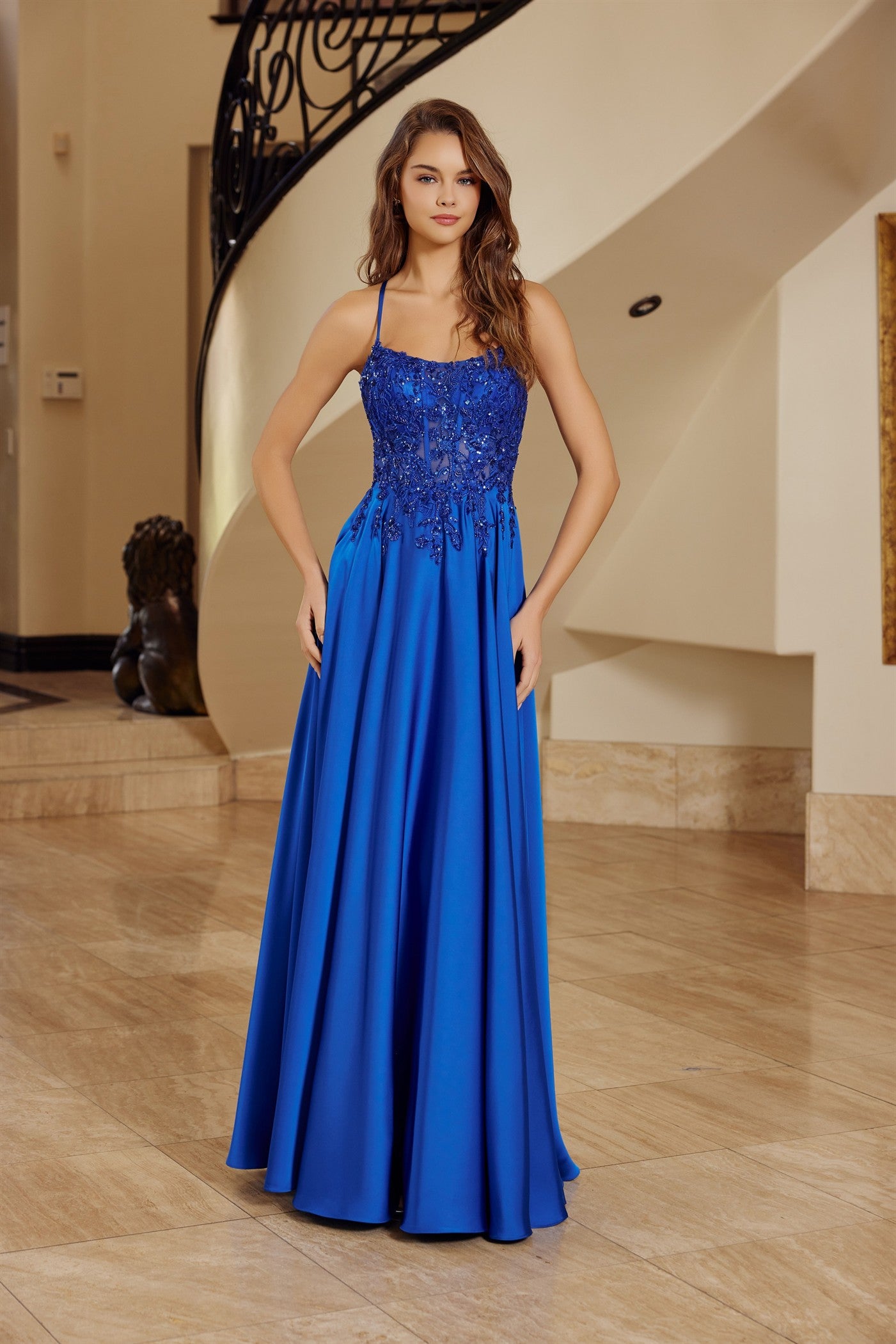 Prom Dresses Long Formal A Line Sequin Prom Evening Dress Royal Blue