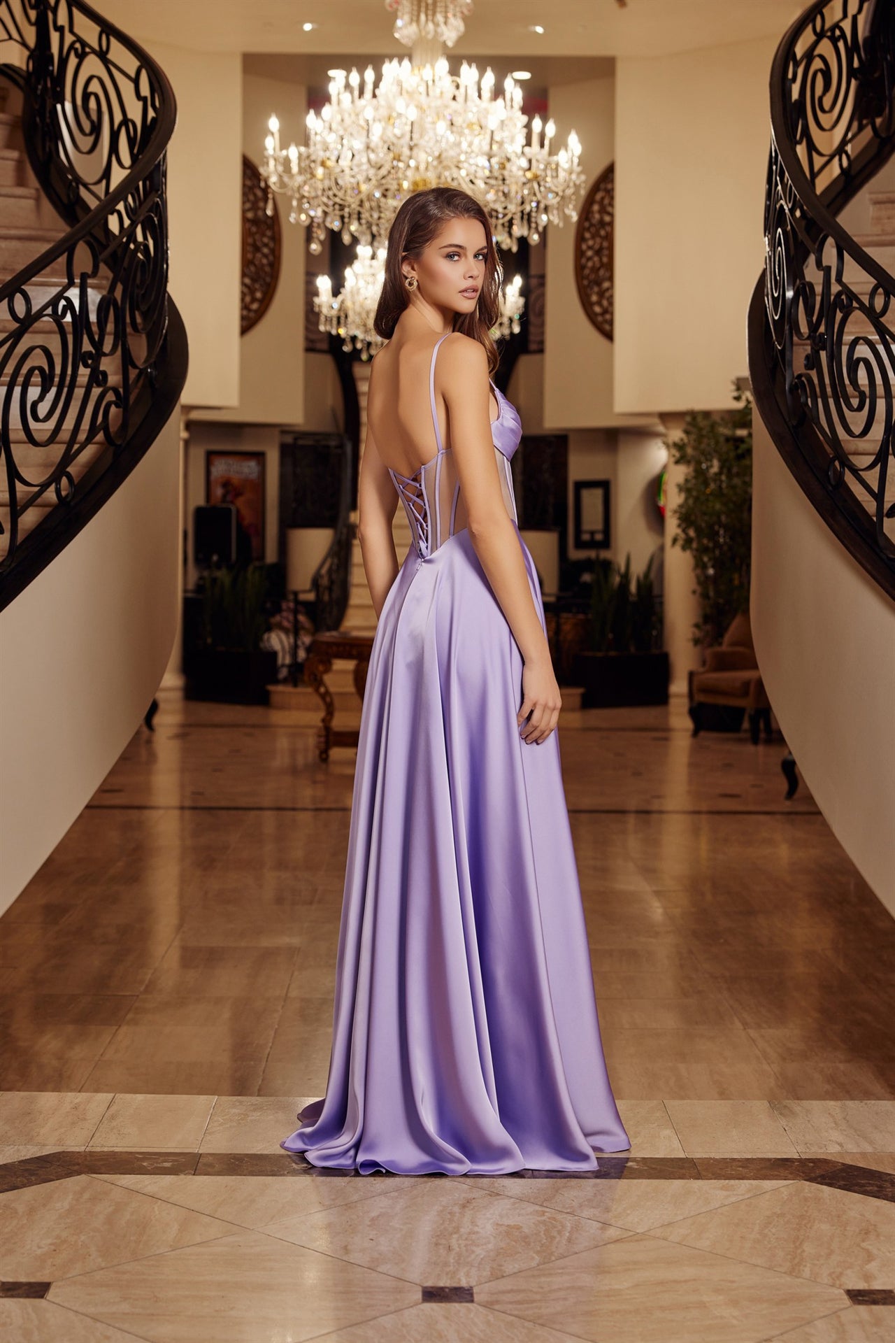 Prom Dresses Long Formal A Line Corset Prom Evening Dress Lilac