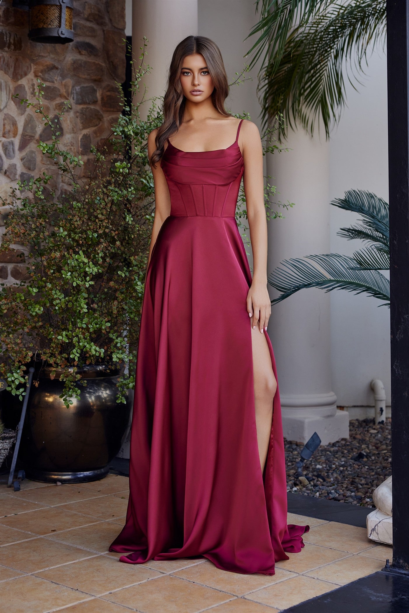 Prom Dresses Long Formal A Line Corset Prom Dress Burgundy