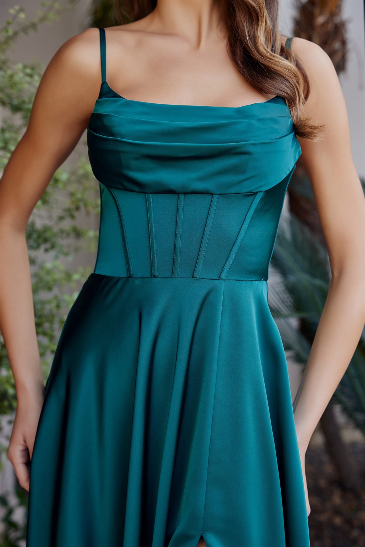 Prom Dresses Long Formal A Line Corset Prom Dress Emerald