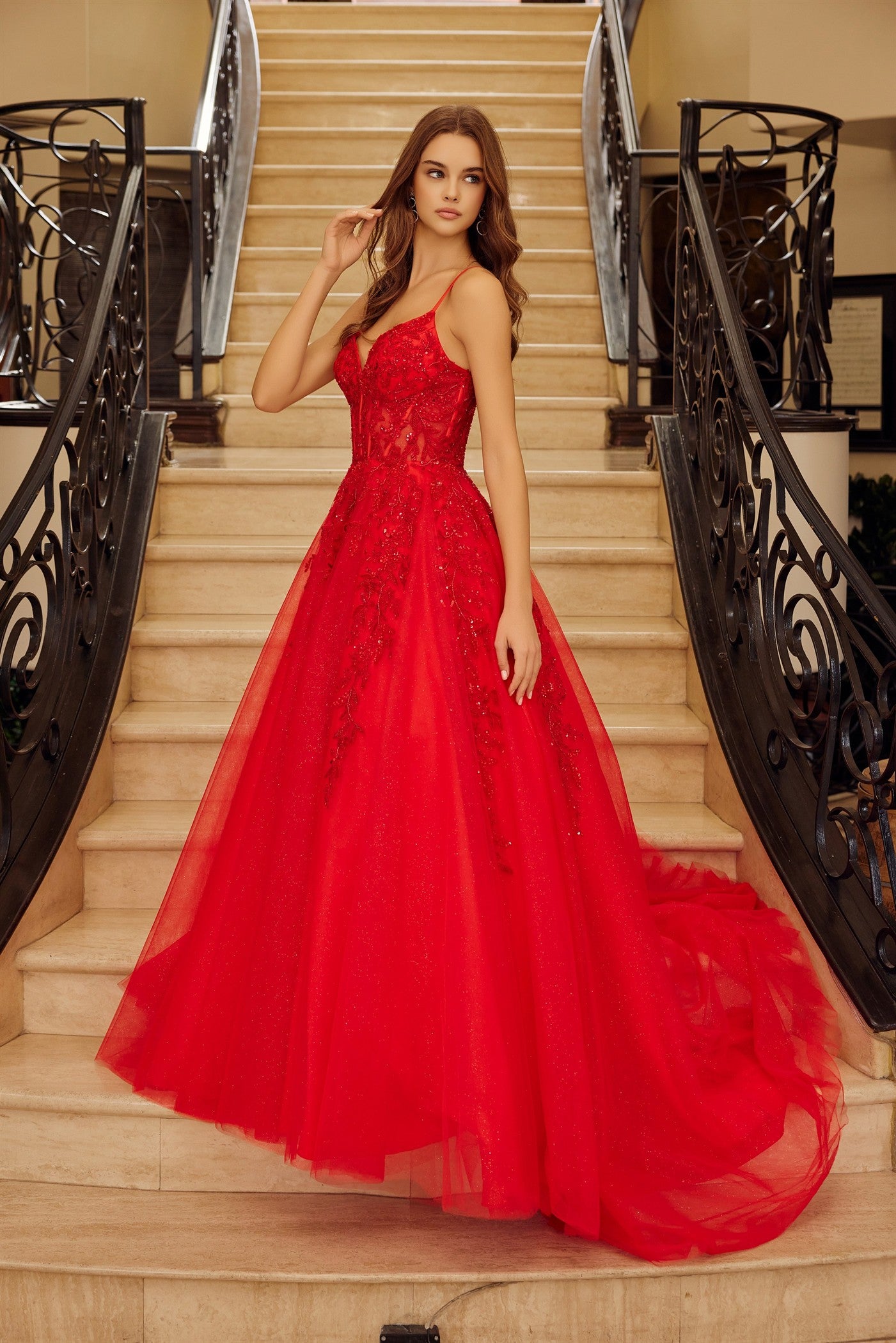 Prom Dresses Long Formal Sequin Corset Evening Prom Dress Red