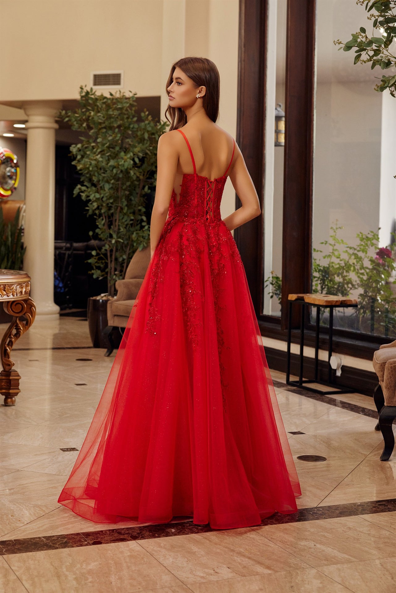 Prom Dresses Long Formal Evening Corset Sequin Prom Dress Red