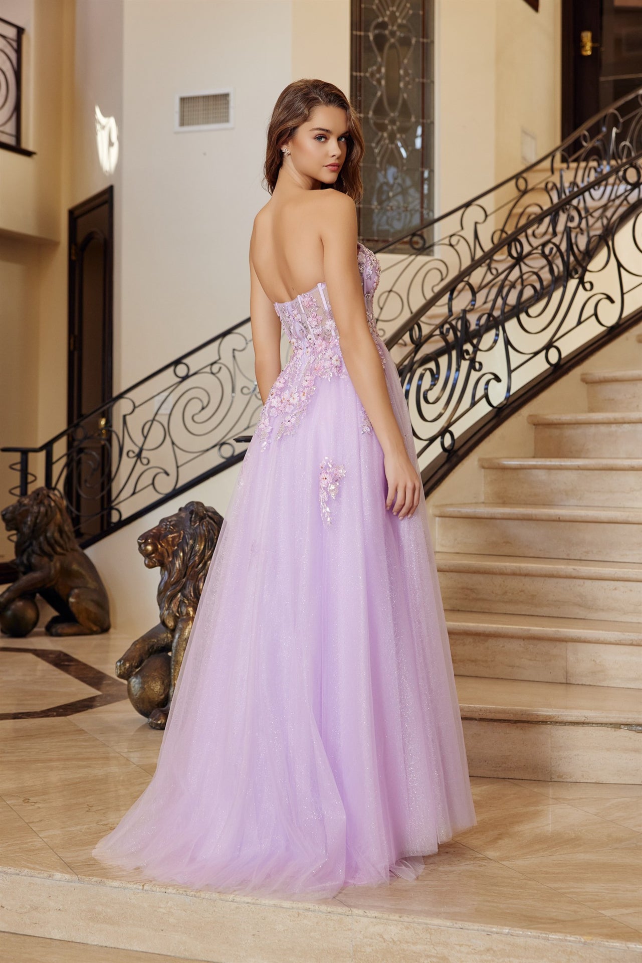 Prom Dresses Long Formal Corset Evening Sequin Prom Dress Lilac