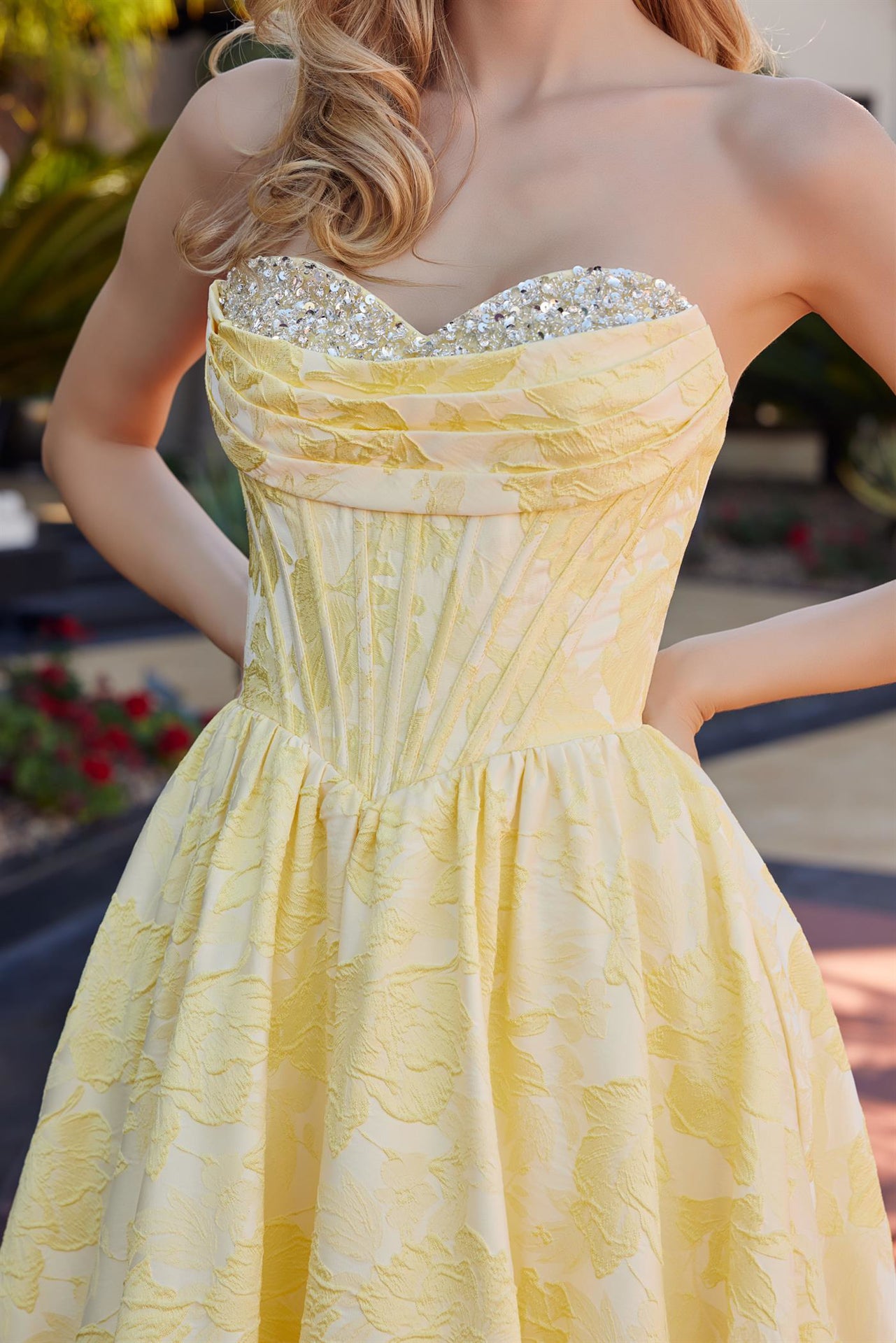 Prom Dresses Long Formal Sequin Corset Prom Dress Yellow
