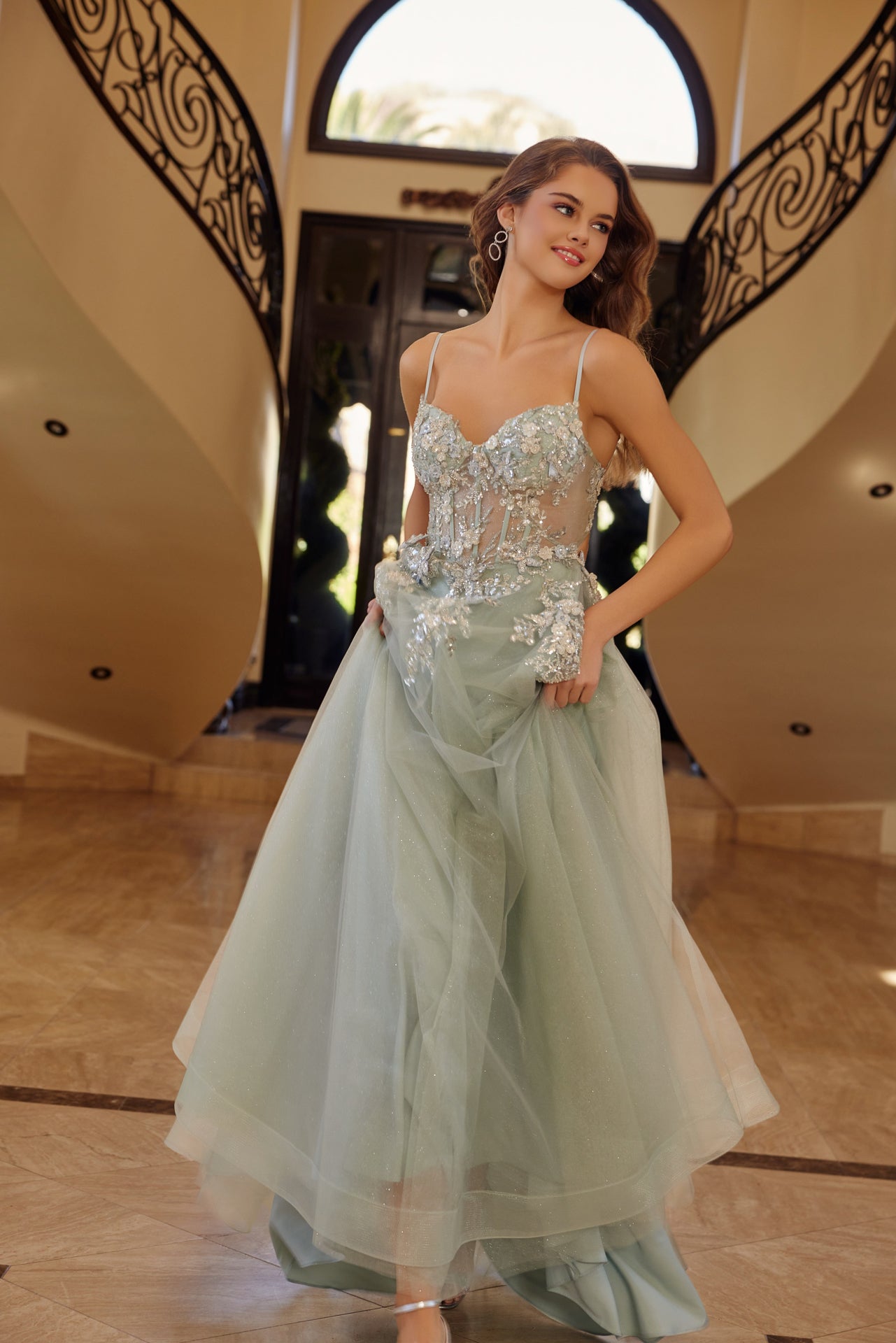 Prom Dresses Long Formal A Line Evening Prom Dress Sage Green