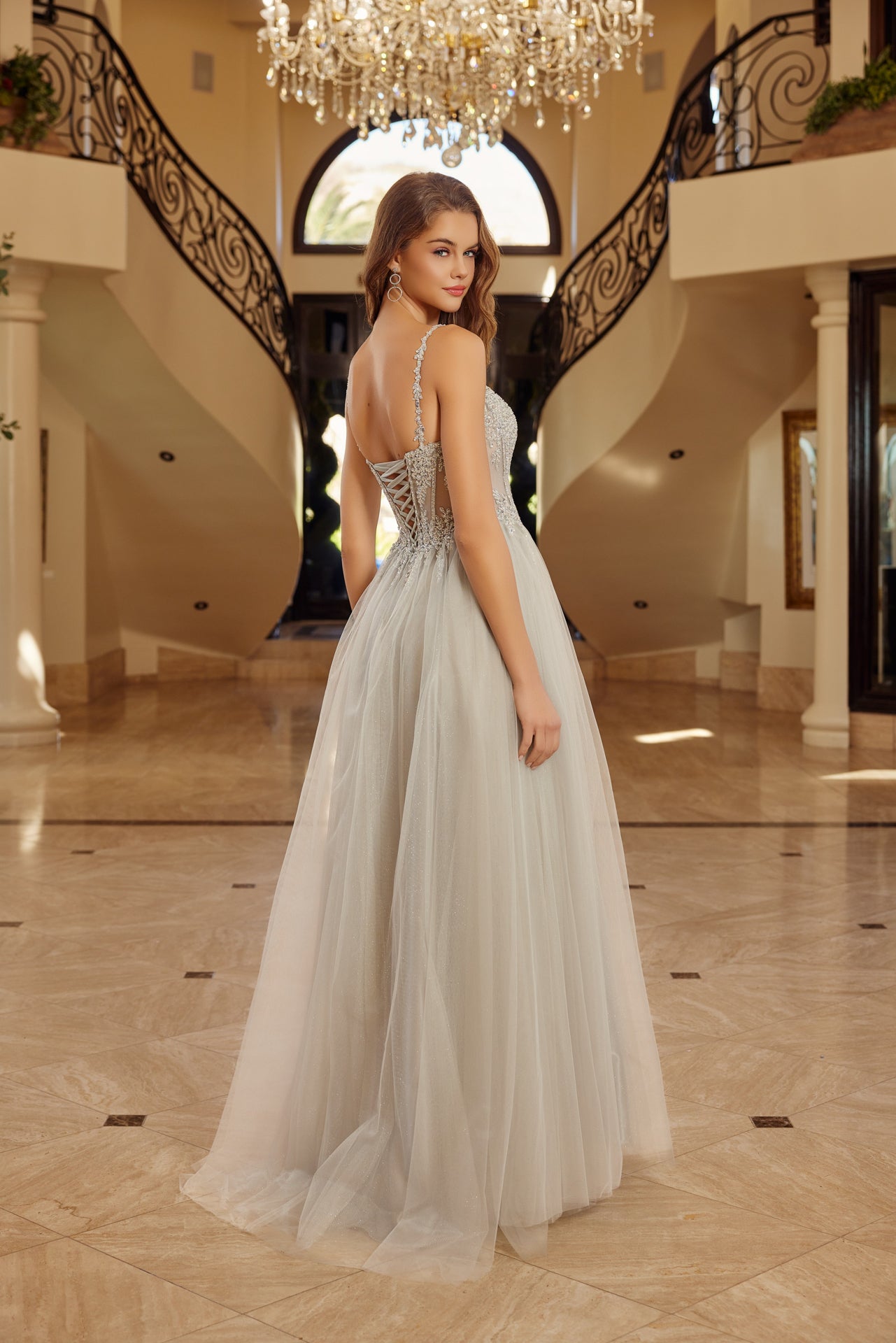 Prom Dresses Long Formal Evening Beaded Prom Dress Silver