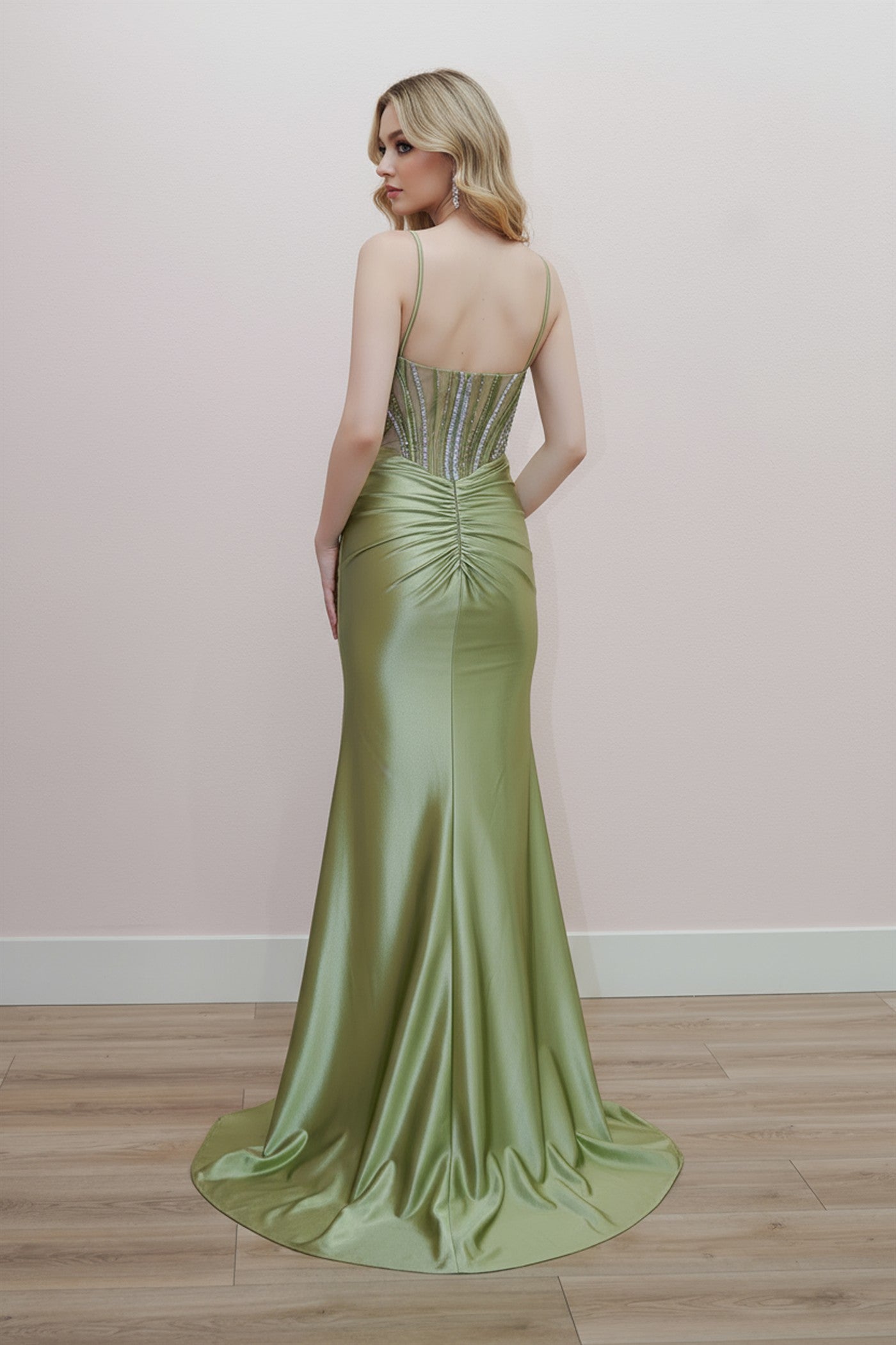 Prom Dresses Beaded Long Slit Formal Prom Dress Nox Anabel K1734 Sage Green