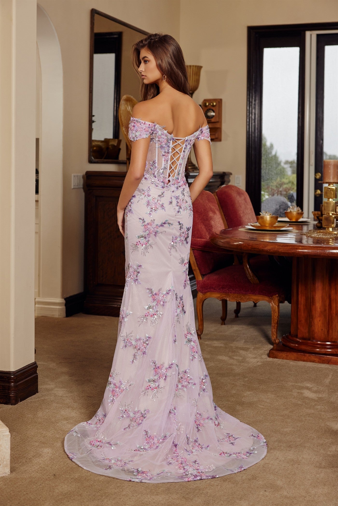 Prom Dresses Fitted Sequin Formal Evening Long Prom Dress Pink/Nude