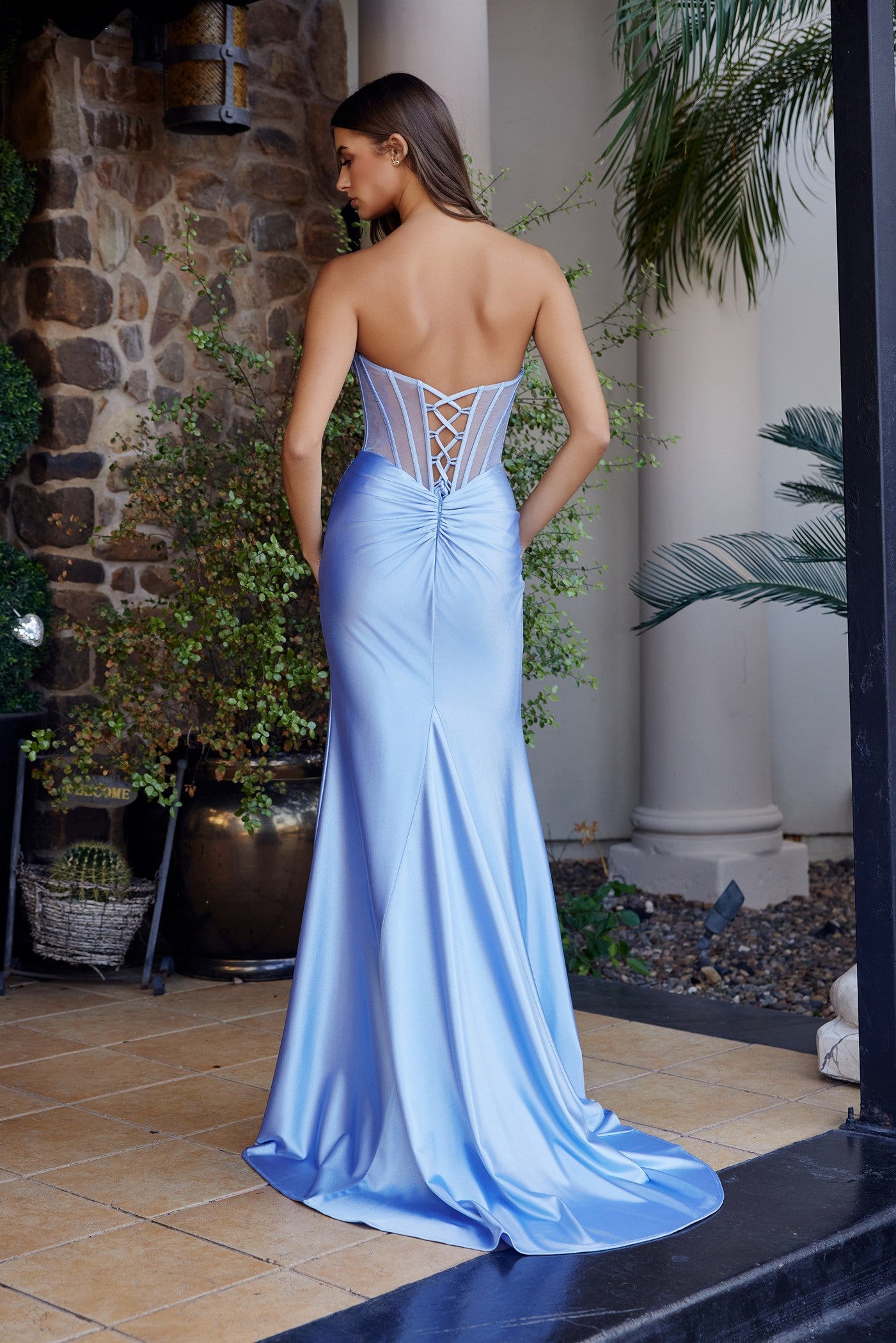 Prom Dresses Long Formal Corset Fitted Prom Evening Dress Powder Blue