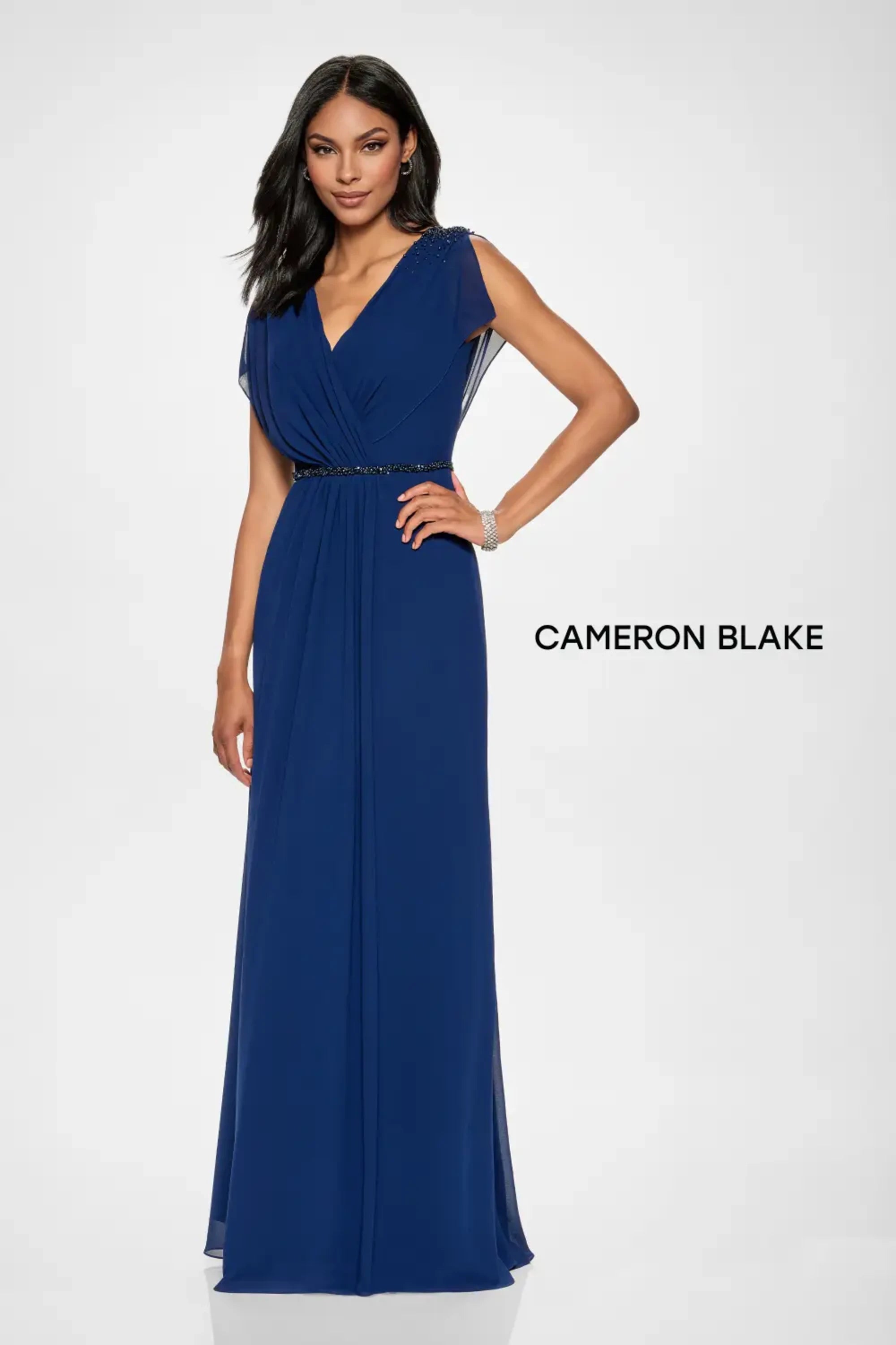 Formal Dresses Beaded A Line Long Formal Evening Dress Navy Blue