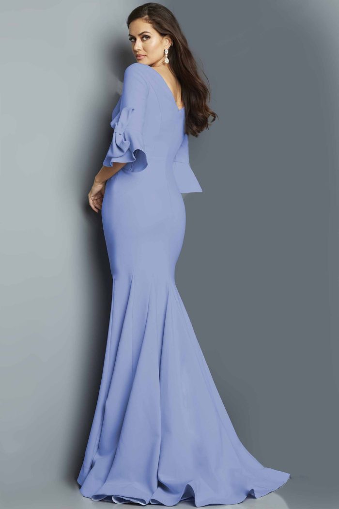 Formal Dresses Long Ruffle Sleeve Formal Dress Perriwinkle