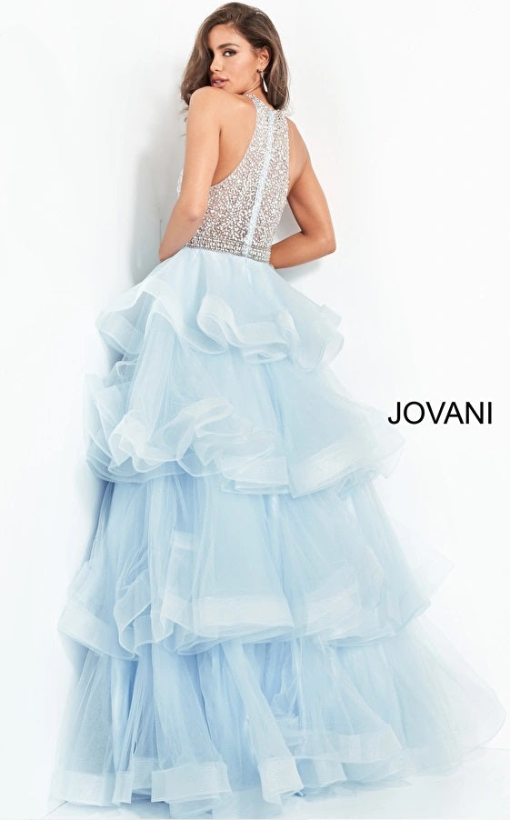 Prom Dresses A Line Long Formal Tiered Prom Dress Light Blue