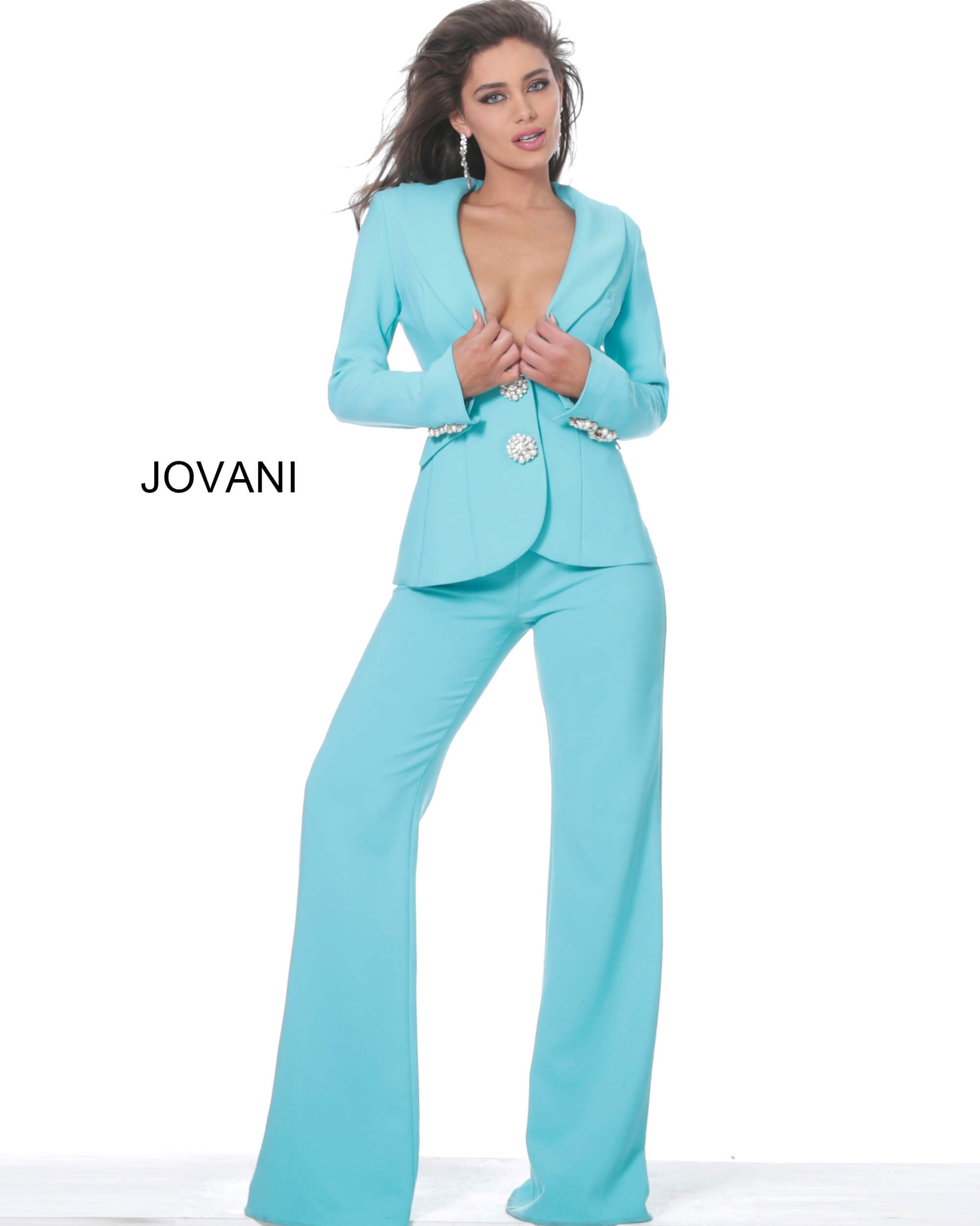 Pant Suit Long Beaded Two Piece Formal Pansuit TUQUOISE