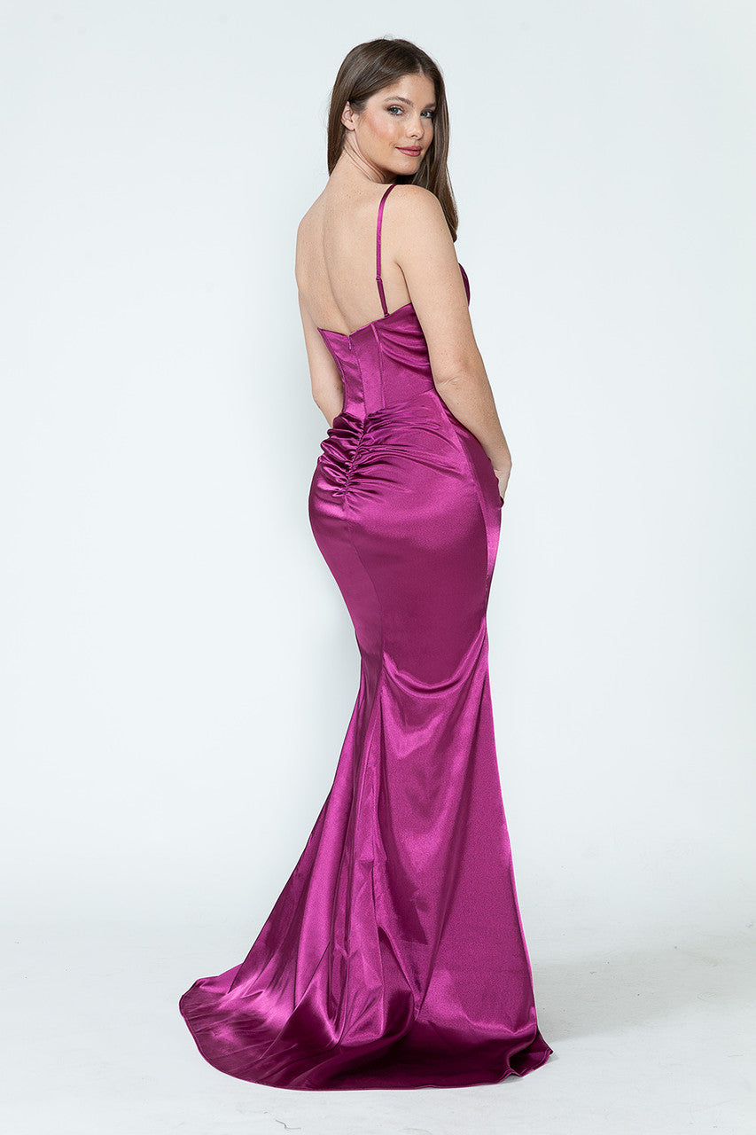 Prom Dresses Long Formal Corset Pleated Prom Dress Lenovia 8231 Magenta