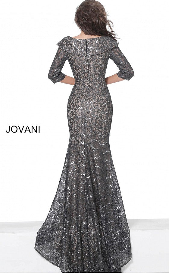 Mother of the Bride Dresses Long Formal Mother of the Bride Metallic Lace Dress Grey