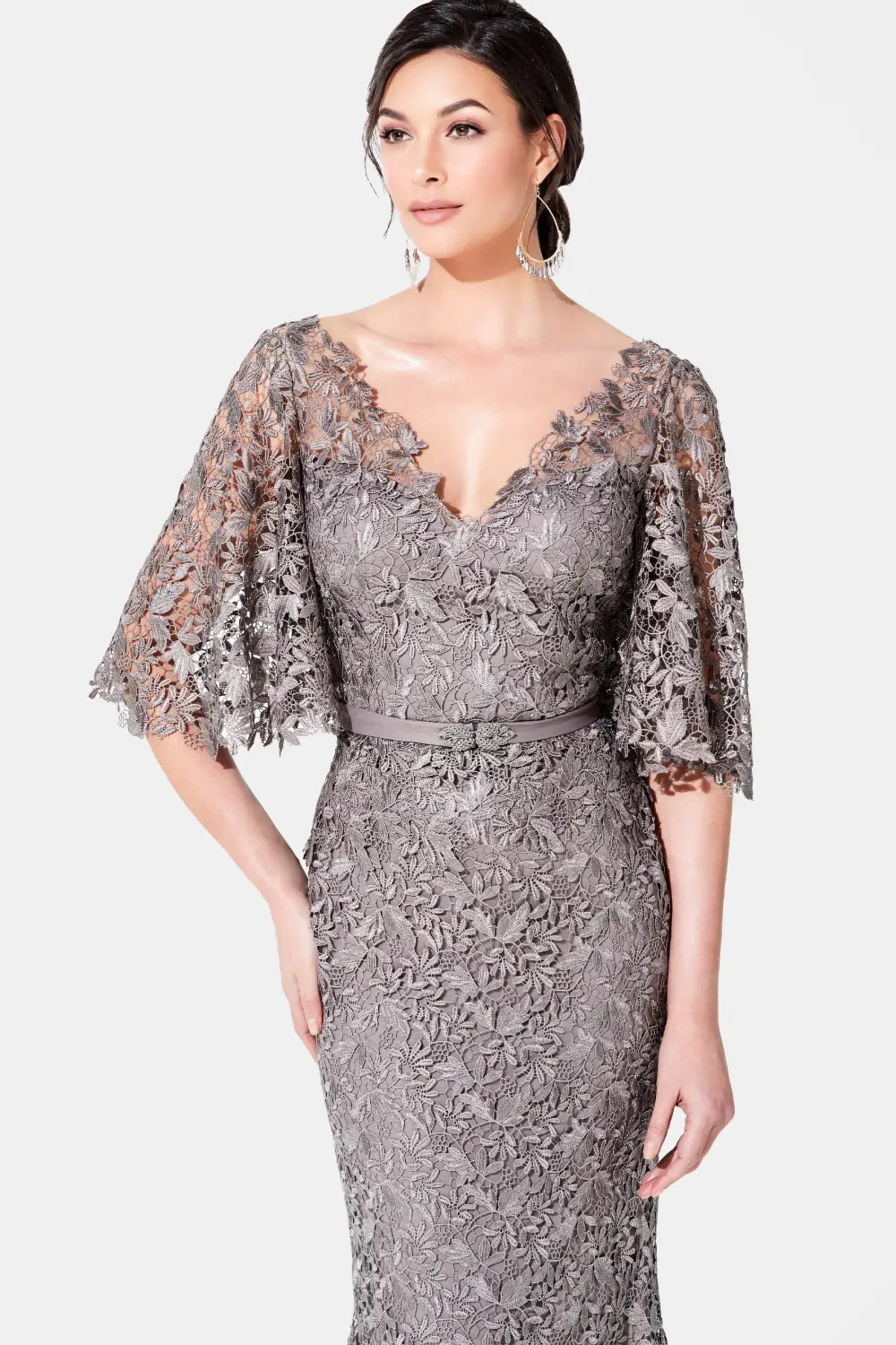 Mother of the Bride Dresses Mother of the Bride Long Formal Lace Dress Dark Gray