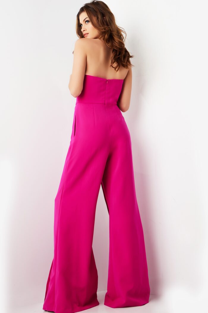 Jumpsuit Long Wide Leg Evening Formal Jumpsuit Fuchsia
