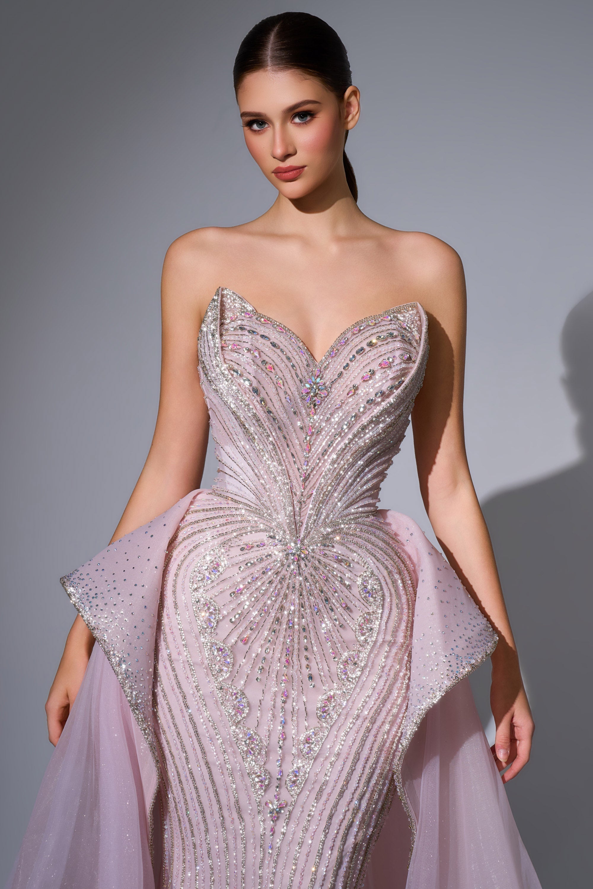 Strapless Curved Neck Floor-Length Tulle Prom Mermaid Luscious Delia LD12089 Pre Order