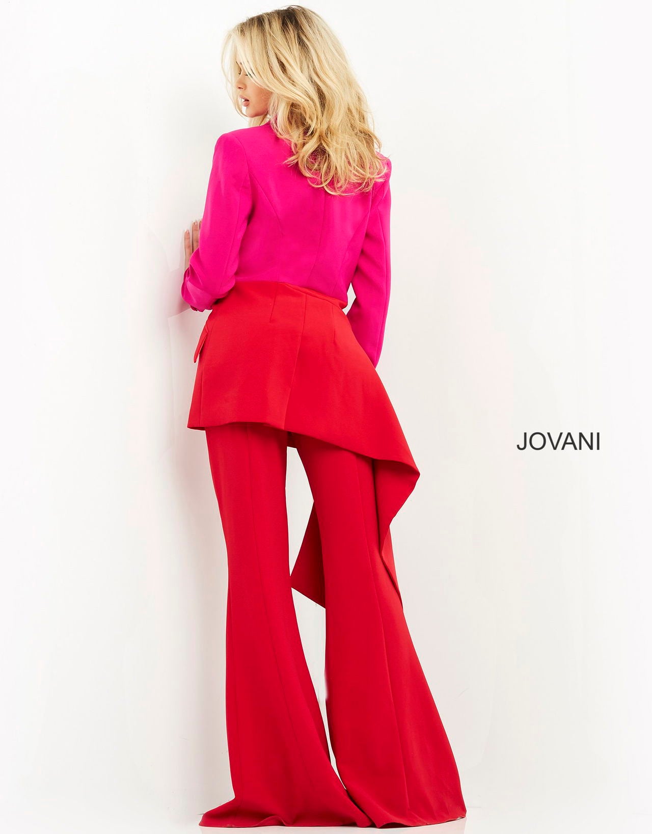 Pant Suit Long Two Piece Formal Pansuit Red Fuchsia