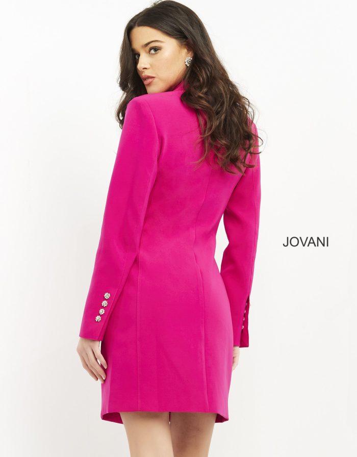 Cocktail Dresses Short Beaded Blazer Cocktail Dress Fuchsia