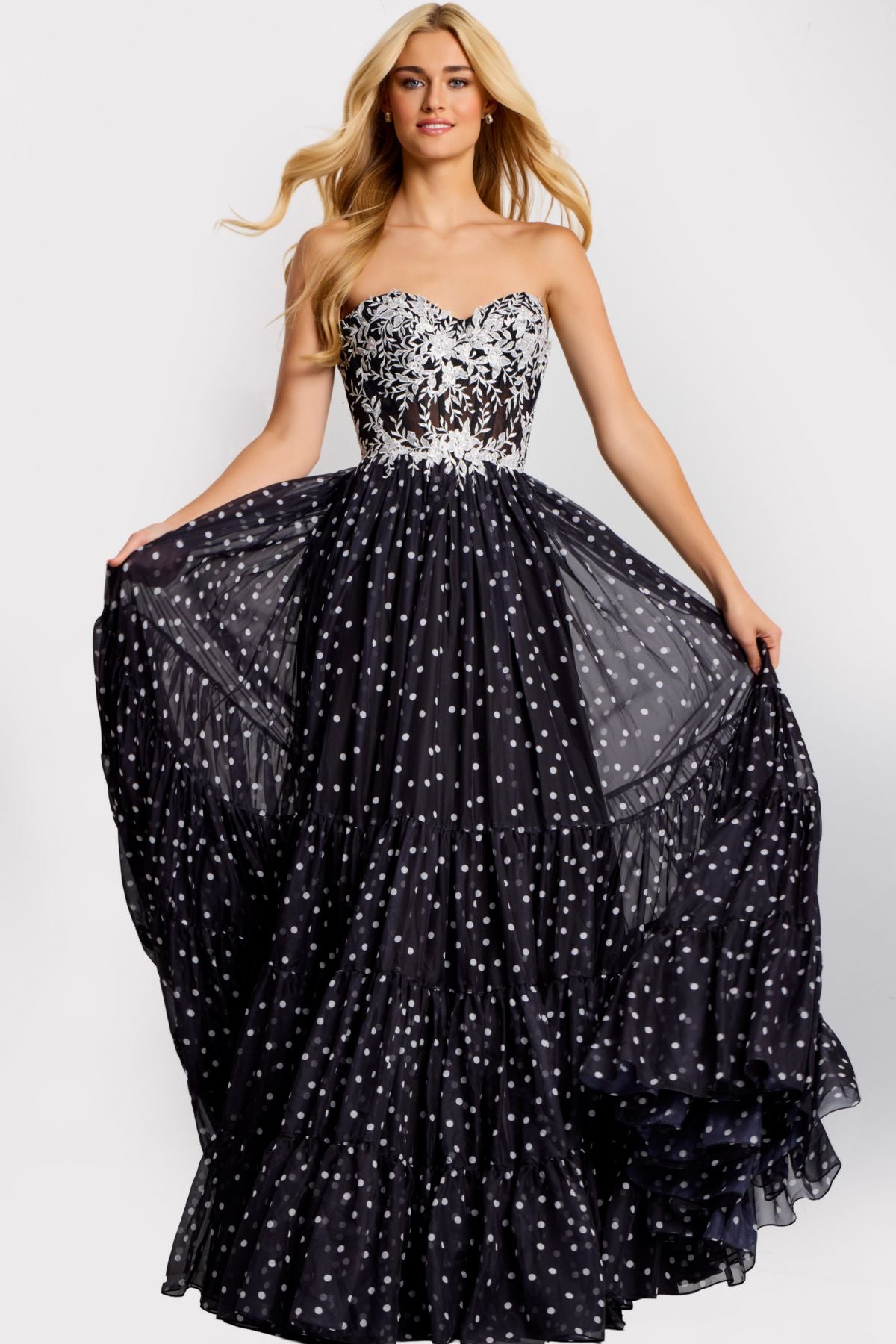 Prom Dresses Long Formal Floral Corset Prom Dress Black