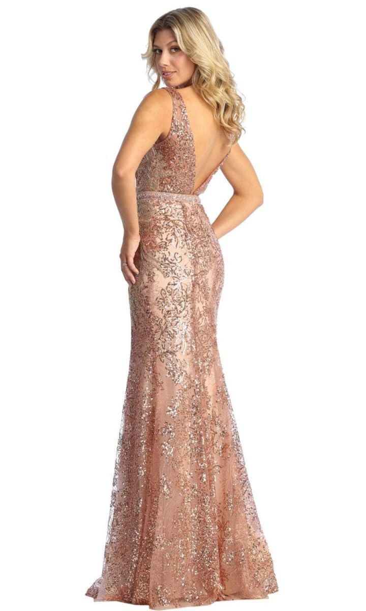 V-Neck Floor-Length Lace Prom Mermaid May Queen RQ7928
