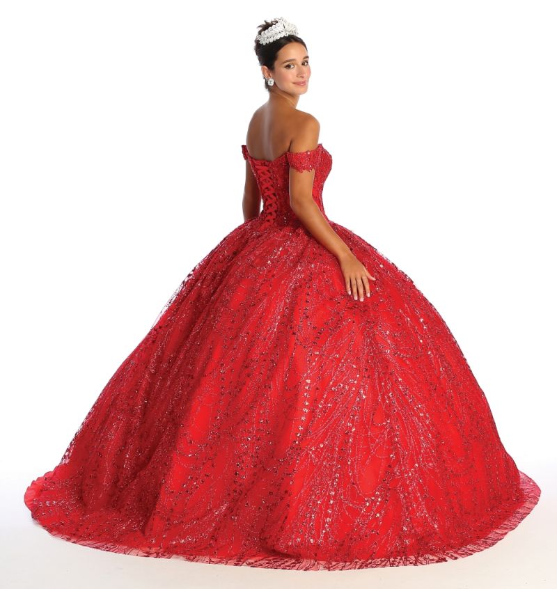 Off-the-Shoulder Floor-Length Tulle Quinceañera Ball Gown May Queen LK153